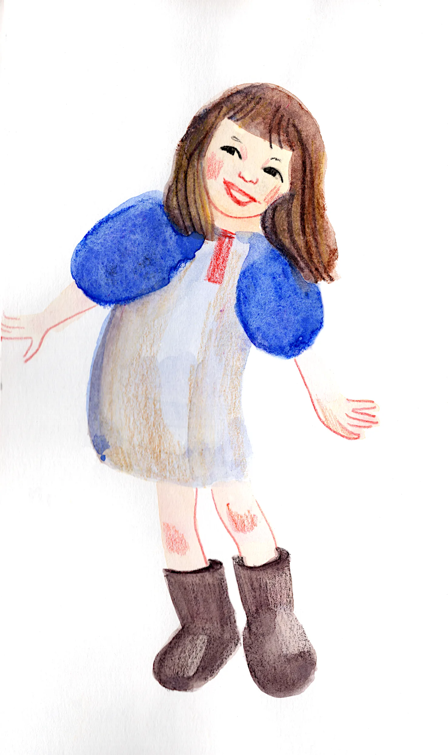 Jeune fille souriante en robe et bottes