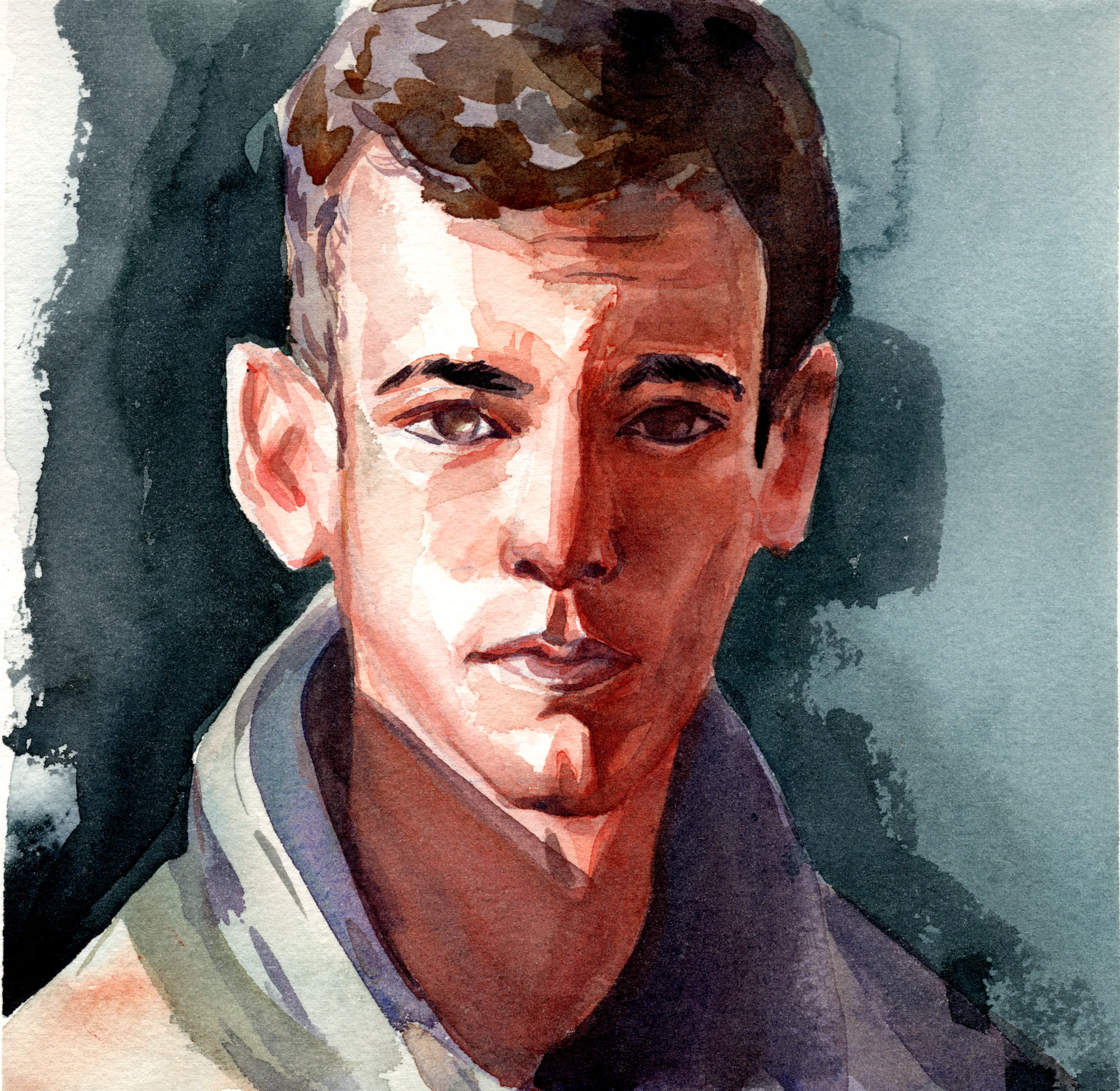 Portrait à l’aquarelle d’un jeune homme