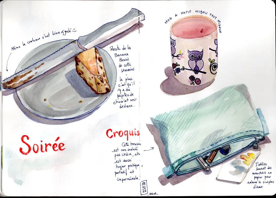 Page de carnet remplie de dessin